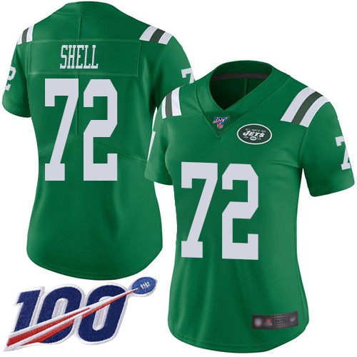 New York Jets Limited Green Women Brandon Shell Jersey NFL Football #72 100th Season Rush Vapor Untouchable